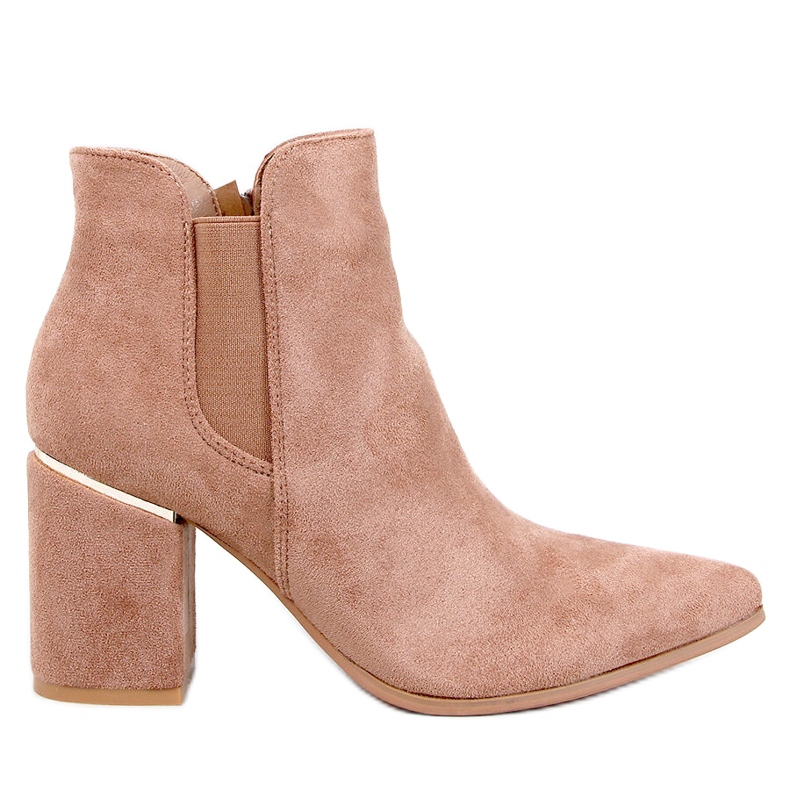 Croix Khaki Botins de salto alto com bico amendoado bege