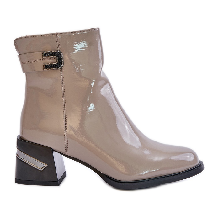 S.Barski Botas de salto alto envernizadas com isolamento MR880-093 cinza S.Barski Botas de salto alto envernizadas com isolamento MR880-093 cinza