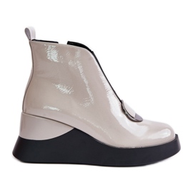 S.Barski Botas de cunha envernizadas isoladas D&A MR880-136 cinza claro S.Barski Botas de cunha envernizadas isoladas D&A MR880-136 cinza claro