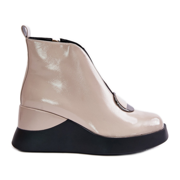 S.Barski Botas de cunha envernizadas isoladas D&amp;A MR880-136 Bege