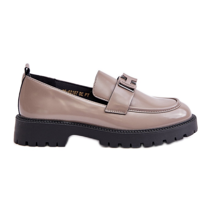 Mocassins envernizados femininos Vinceza 62187 cinza