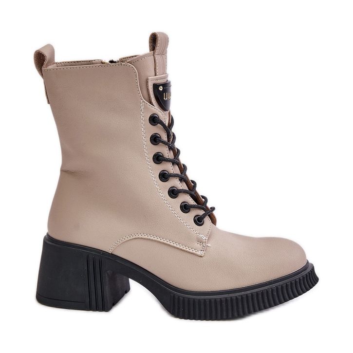 Botas femininas isoladas de couro natural Vinceza 66671 bege