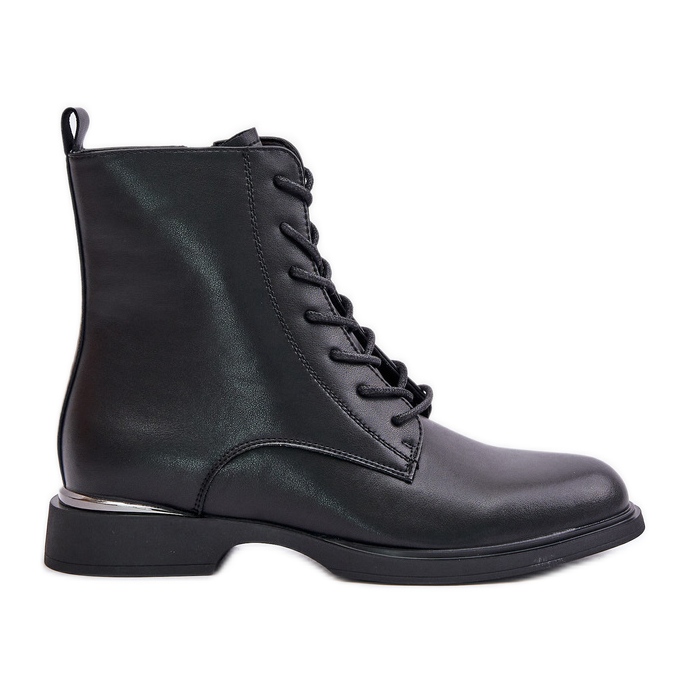 Botas femininas isoladas de trabalho em couro natural Vinceza 66691 pretas preto