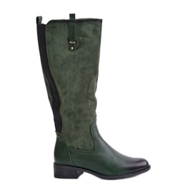 Jezzi Botas femininas isoladas acima do joelho com zíper, verde Ivasira