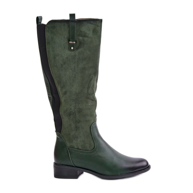Jezzi Botas femininas isoladas acima do joelho com zíper, verde Ivasira