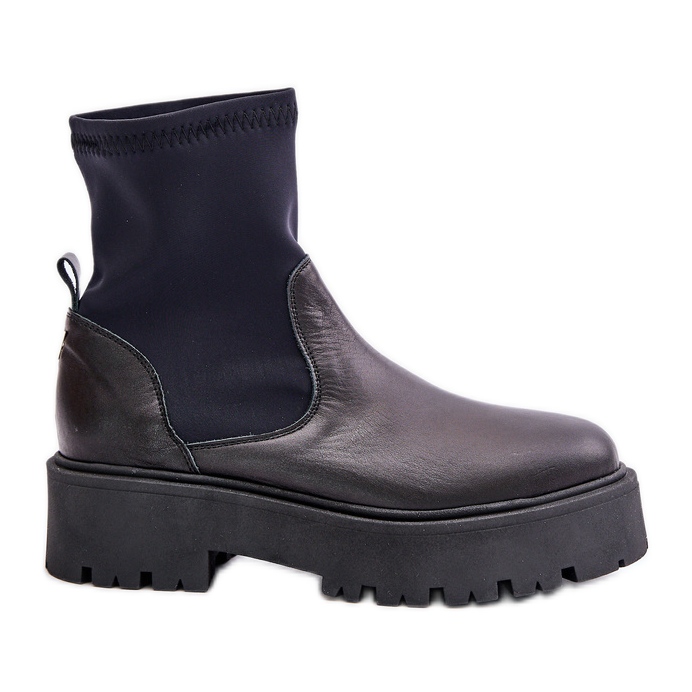 Botas femininas Zazoo 2947 feitas de couro natural, pretas preto