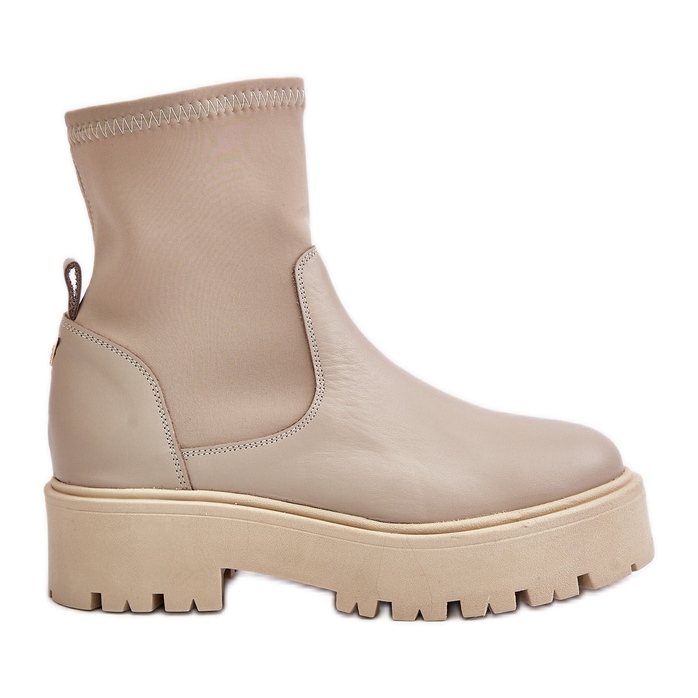 Botas femininas Zazoo 2947 feitas de couro natural, bege