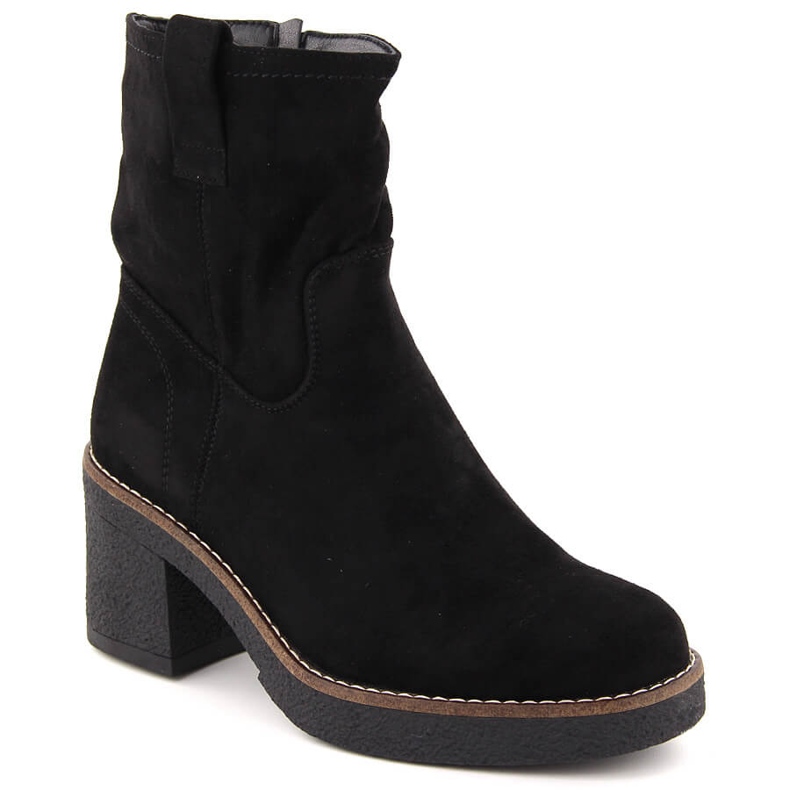 Botins femininos de camurça, pretos, Potocki 51302