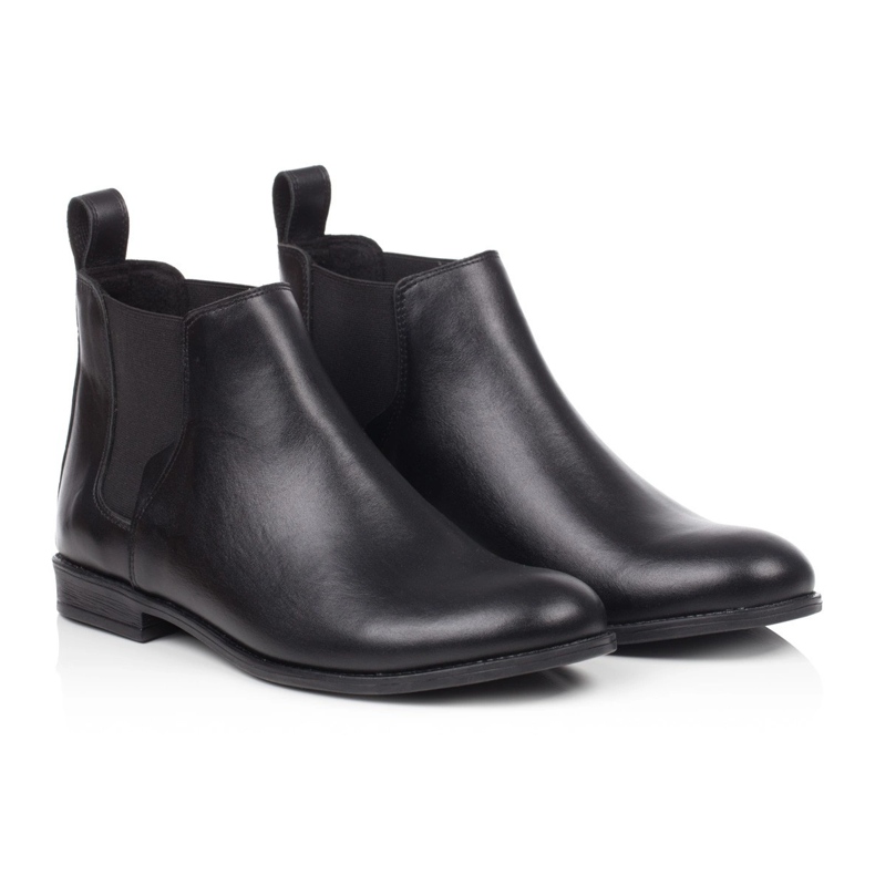 Botas Chelsea femininas rasas, couro preto Butdam Btk