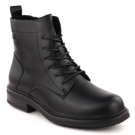 Botins femininos de couro preto com cadarço da Sergio Leone BT727-S