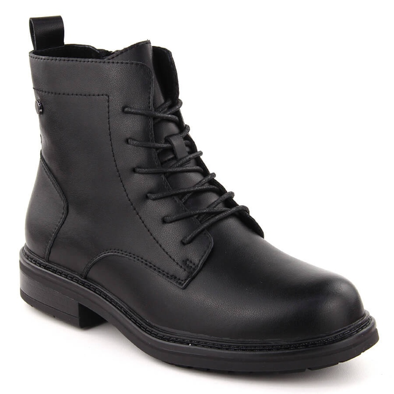 Botins femininos de couro preto com cadarço da Sergio Leone BT727-S