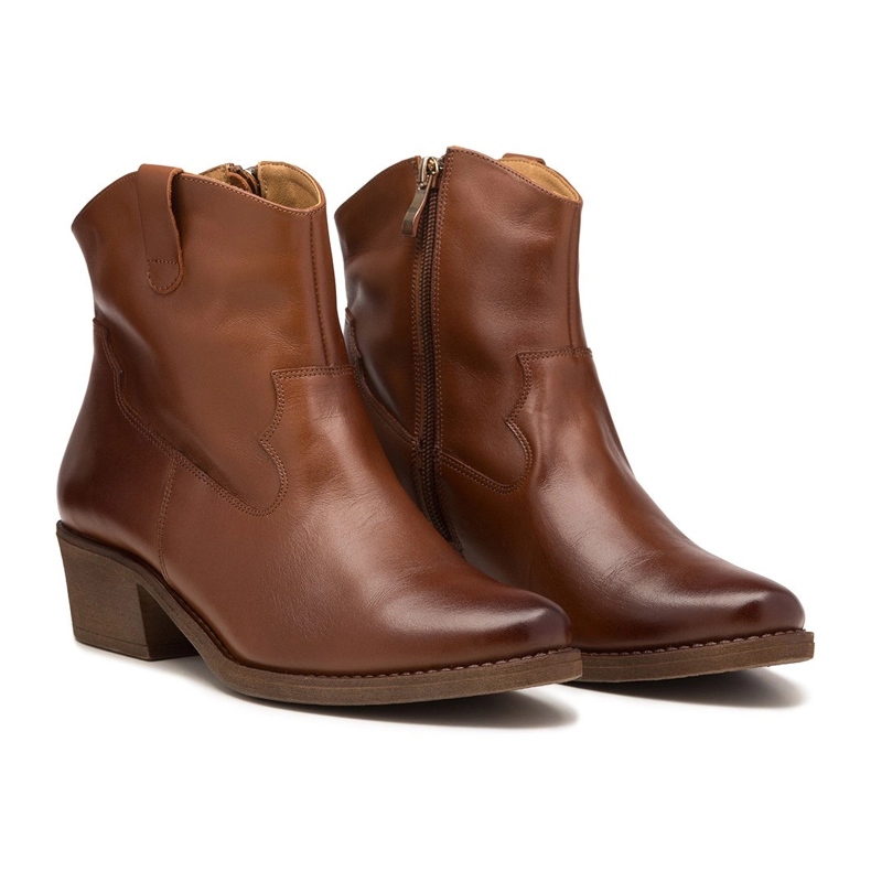 Botas de cowboy femininas em couro camelo Butdam KW-1 castanho