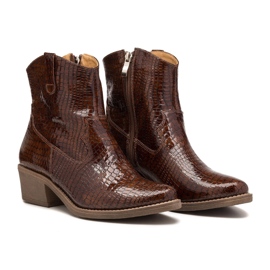 Botas de cowboy femininas em couro camelo Butdam KW-1 castanho