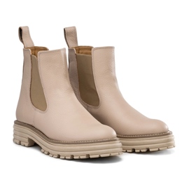 Botas Chelsea com sola grossa, couro bege, Butdam Wos Botas Chelsea com sola grossa, couro bege, Butdam Wos