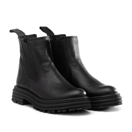 Botas Chelsea com sola grossa, couro Butdam Wos preto Botas Chelsea com sola grossa, couro Butdam Wos preto