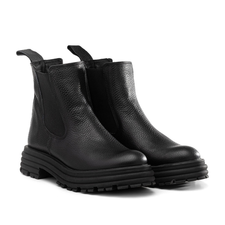 Botas Chelsea com sola grossa, couro Butdam Wos preto