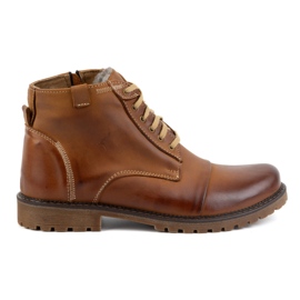 Olivier Botas masculinas de couro de inverno 137 marrom castanho