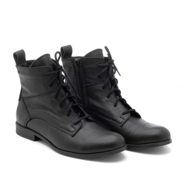 Botas femininas de couro preto com atacadores BUTDAM Trw Botas femininas de couro preto com atacadores BUTDAM Trw