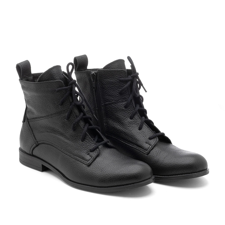 Botas femininas de couro preto com atacadores BUTDAM Trw Botas femininas de couro preto com atacadores BUTDAM Trw