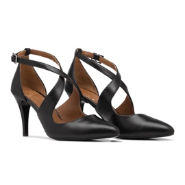 BUTDAM Xena saltos de dança pretos com bico fino e tiras