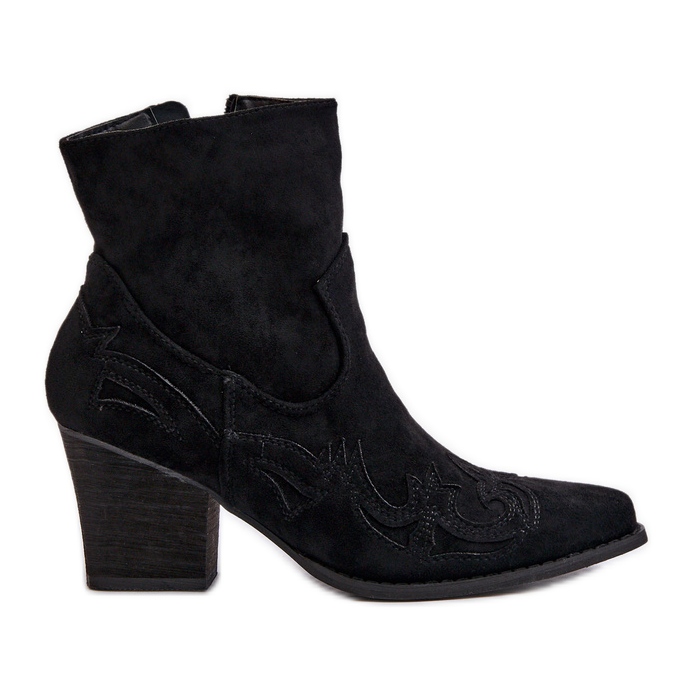 Botas de cowboy com salto alto, Eco Suede, Black Arabelline preto
