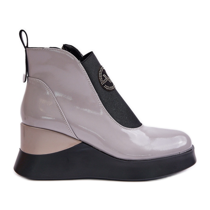 Botas de cunha envernizadas, isoladas Vinceza 66703, cinza