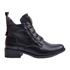 Jezzi Botins com isolamento baixo e zíper com decoração, Preto Nevalia