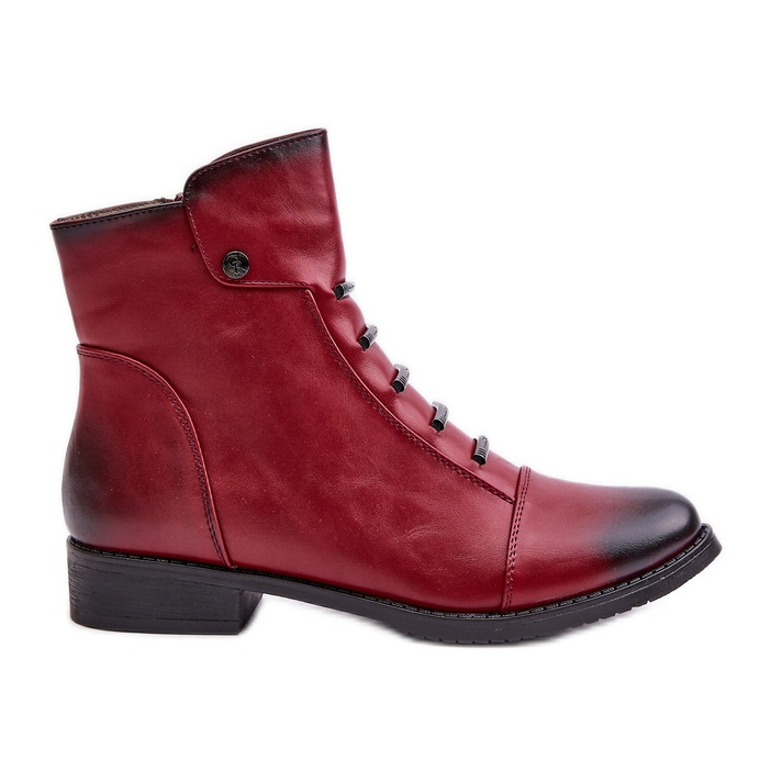 Jezzi Botas baixas femininas isoladas, Borgonha Labise vermelho