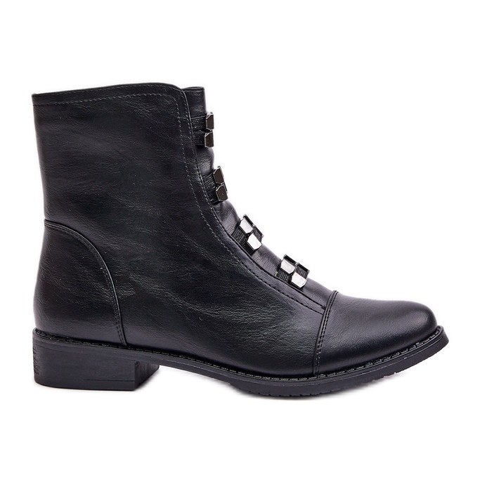 Jezzi Botas femininas com zíper isolado preto Evalith preto