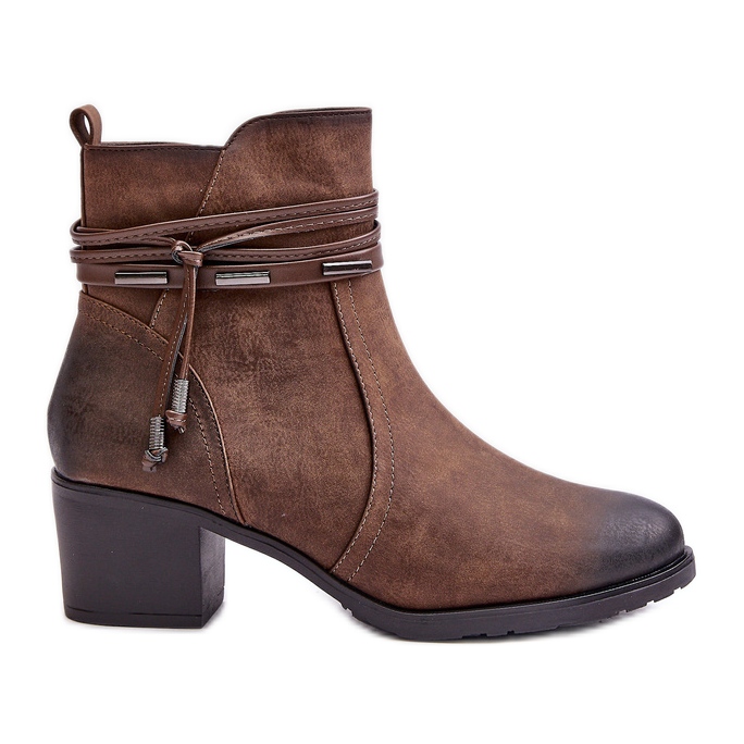 Jezzi Botas femininas de salto alto marrom quente Lobina castanho