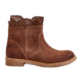 Botas baixas femininas camurça Lewski 3624 marrom