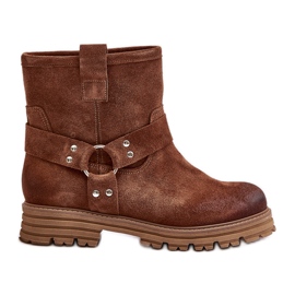 Botas rasas femininas de camurça Lewski 3610 marrom