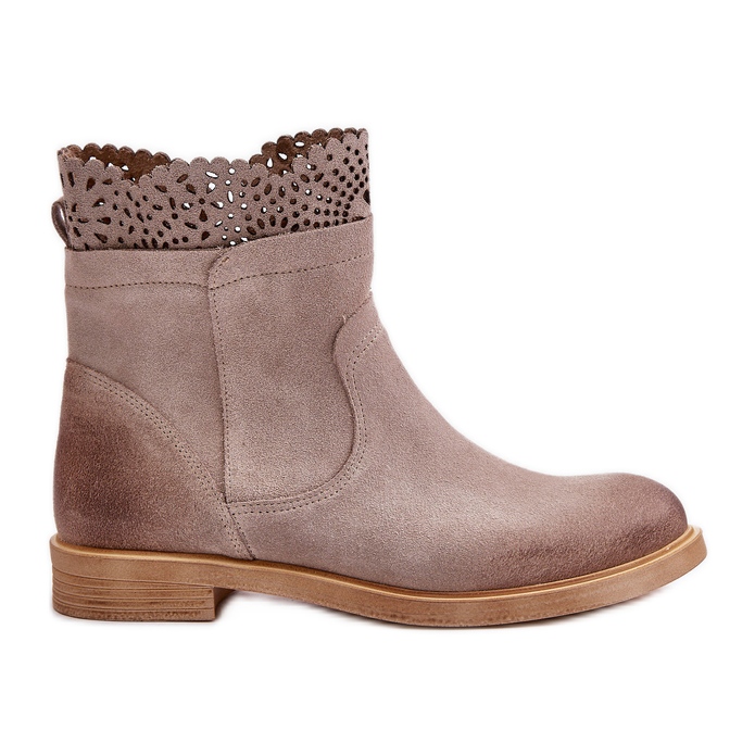 Lewski Shoes Botas baixas femininas camurça Lewski 3624 Cappucino bege