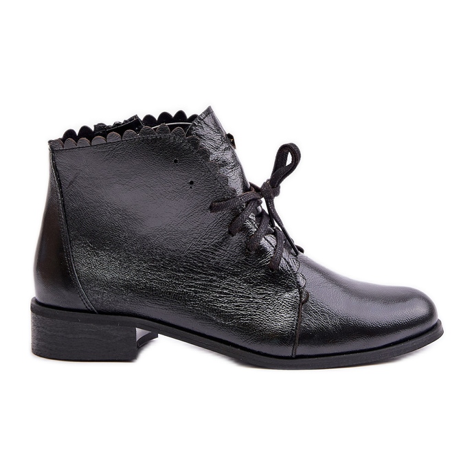 Botas rasas de couro Zazoo 2964, pretas preto