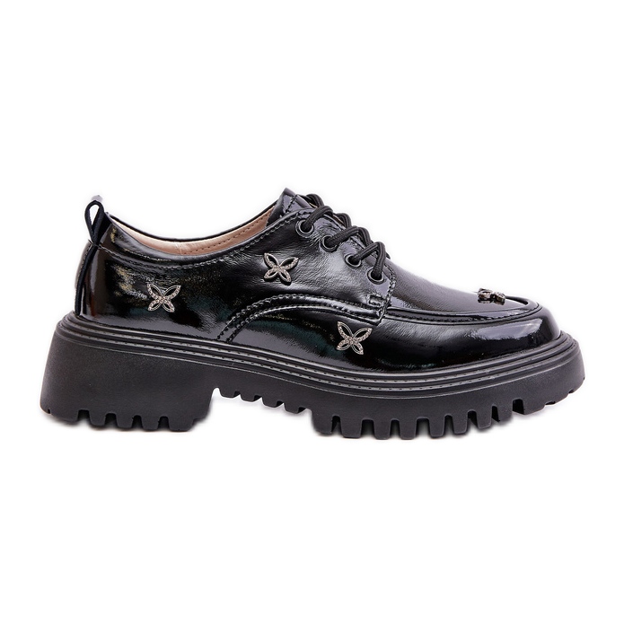 Sapatos femininos envernizados com decorações em couro natural Artiker 55C1011 preto