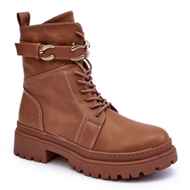 Botas de trabalho Enili marrons com alça decorativa marrom