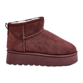 Botas femininas de neve com plataforma isoladas com pele, marrom escuro, Xamella castanho