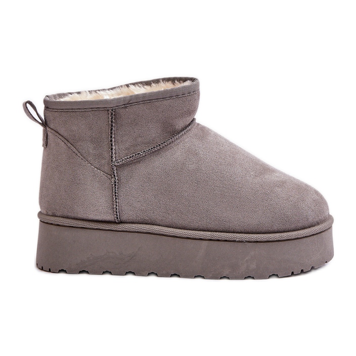 Botas femininas de neve com plataforma isoladas com pele, cinza Xamella Botas femininas de neve com plataforma isoladas com pele, cinza Xamella