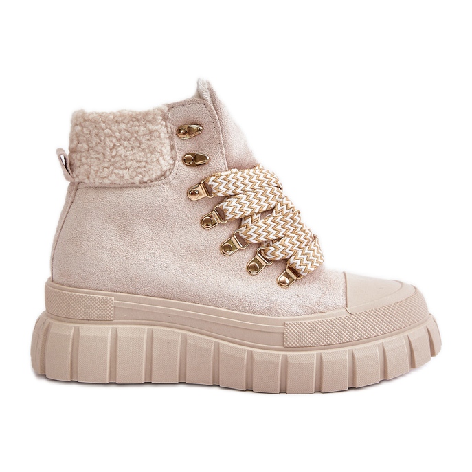 Botas femininas isoladas na plataforma, Bege Alcyhen