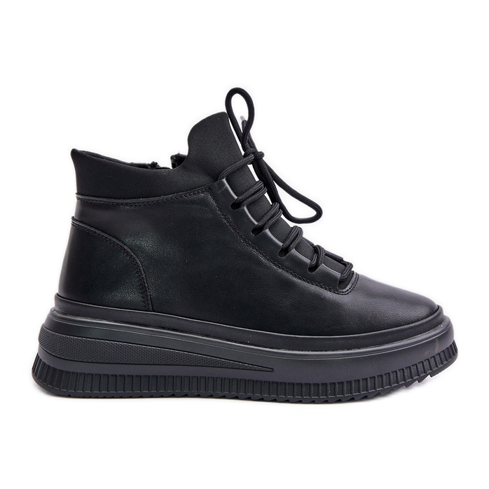 Calçados esportivos de couro leve na plataforma Artiker 55C1041 preto