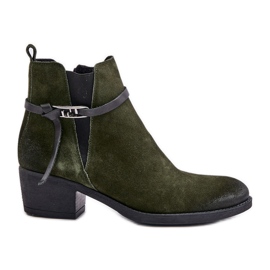 Zazoo 60478 Botas de camurça de salto alto, isoladas, fechadas com zíper, verde escuro