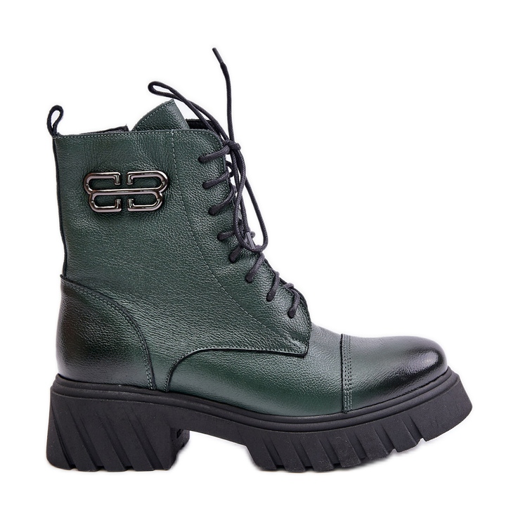 Botas de trabalho isoladas de couro Zazoo 60486, verde escuro