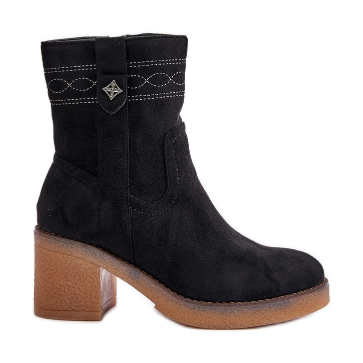 Botas femininas quentes de salto alto pretas Vailia preto