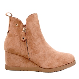 Botins Paxten Camel camurça com cunha bege