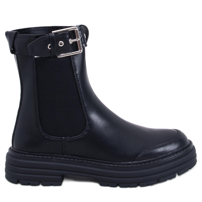 Botas Chelsea femininas Stoke Black Pu preto