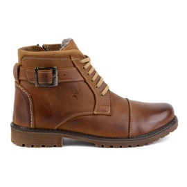 Olivier Botas masculinas de inverno com cadarço 136GT marrom castanho