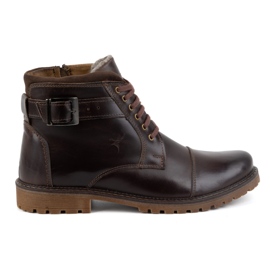 Olivier Sapatos masculinos de inverno Botins com cadarço 136GT, marrom escuro