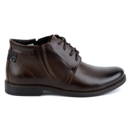 Botas masculinas de couro de inverno, marrom escuro, 336LU - Olivier Shoes