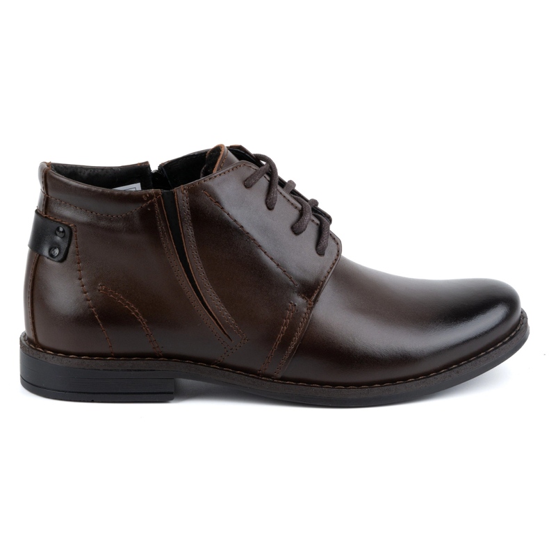Botas masculinas de couro de inverno, marrom escuro, 336LU - Olivier Shoes castanho