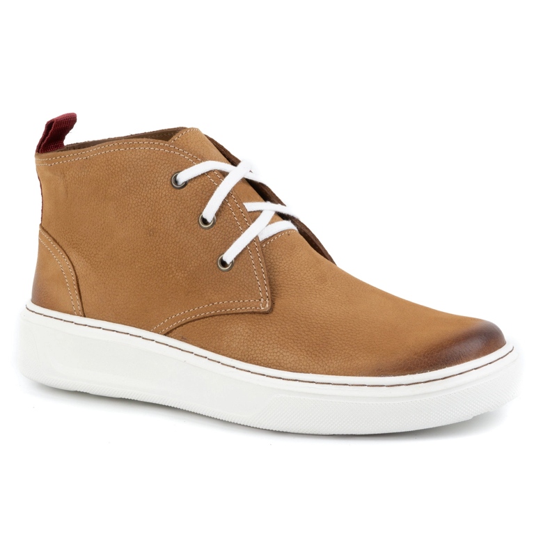 Sapatos masculinos de couro Chukka KAMPOL 109/410 Sw castanho bege